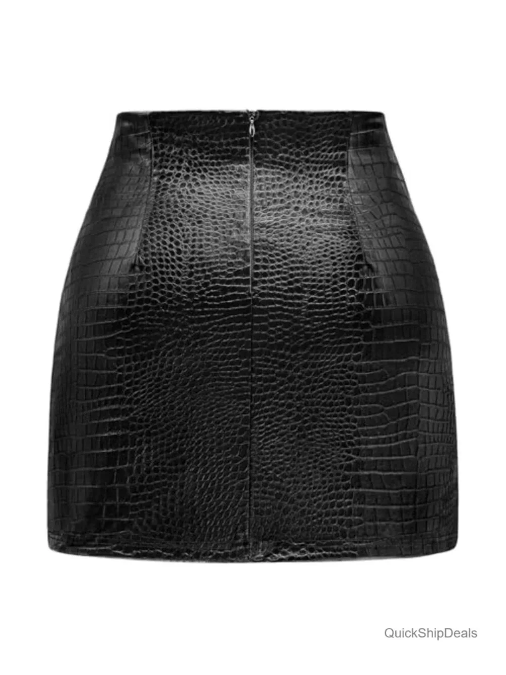 Women's Faux Leather High Waisted Mini Pencil Skirt Zipper Slit Bodycon